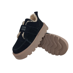 Ботинки зимние женские замшевые PLPS 2808 01 черный мех