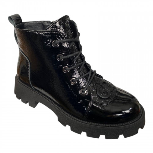 Черевики жіночі шкіряні лак ILONA 385/940 чорні байка