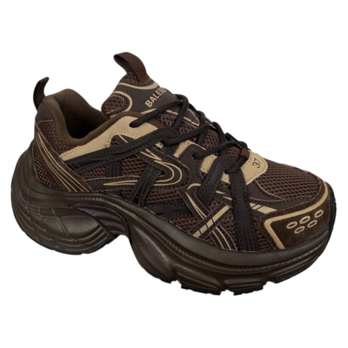 Кроссовки женские кожаные BALENCIAGA G3576-4 коричневые