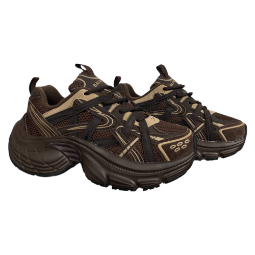 Кроссовки женские кожаные BALENCIAGA G3576-4 коричневые