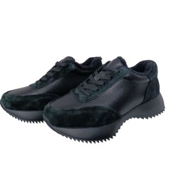 Кроссовки женские WOMAN MYTHZT 8187 кожа+замша мех черный