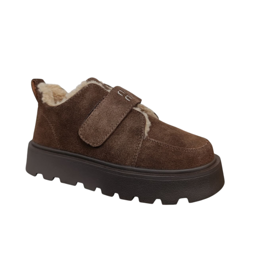 Ботинки зимние женские замшевые PLPS 2808-4 шоколад мех