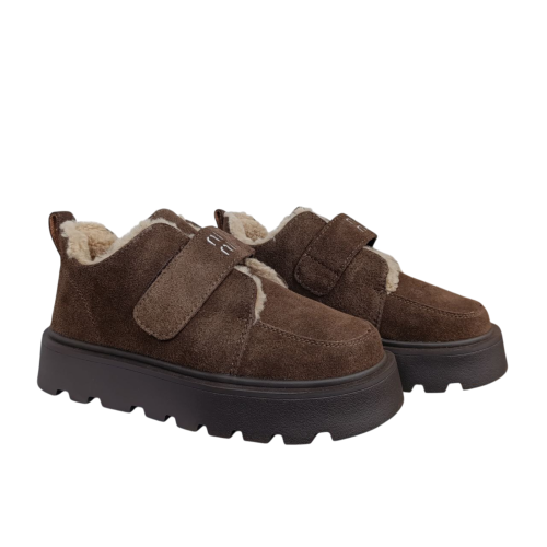 Ботинки зимние женские замшевые PLPS 2808-4 шоколад мех