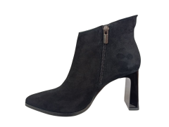 Ботинки женские замшевые ILONA 951/872 черные каблук байка