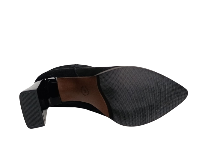 Ботинки женские замшевые ILONA 951/872 черные каблук байка