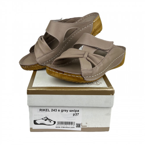 Шлепанцы Женские кожаные RIKEL 243 s grey
