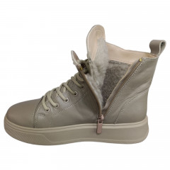 Черевики жіночі шкіряні MASIS 133 04 Ніка бежевий хутро