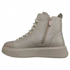 Черевики жіночі шкіряні MASIS 133 04 Ніка бежевий хутро