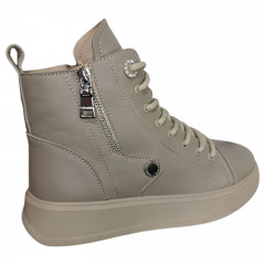 Черевики жіночі шкіряні MASIS 133 04 Ніка бежевий хутро