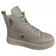 Черевики жіночі шкіряні MASIS 133 04 Ніка бежевий хутро