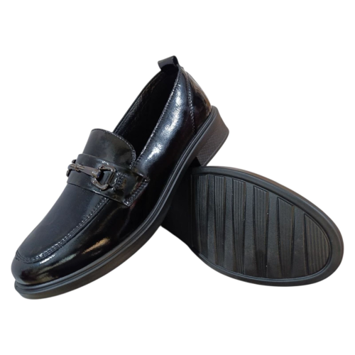 Лоферы женские кожаные PLPS KK3-3 черные лаковые.