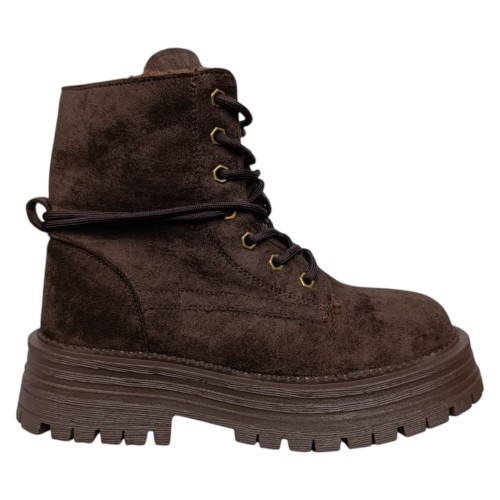 Ботинки женские замшевые WONEX 197-211 кофе мех