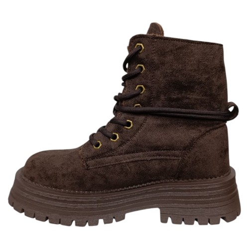 Ботинки женские замшевые WONEX 197-211 кофе мех