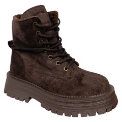 Ботинки женские замшевые WONEX 197-211 кофе мех