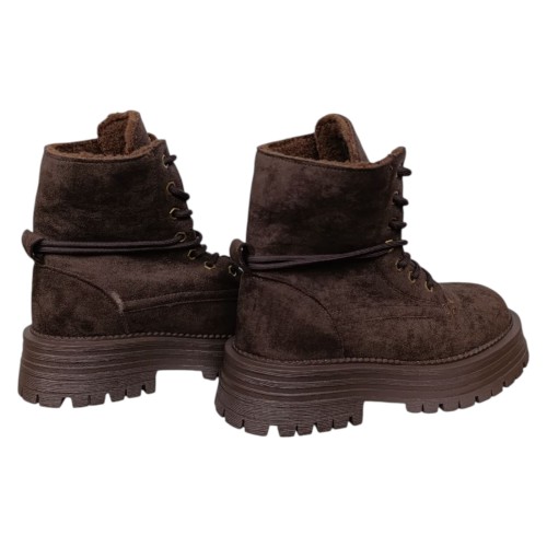 Ботинки женские замшевые WONEX 197-211 кофе мех