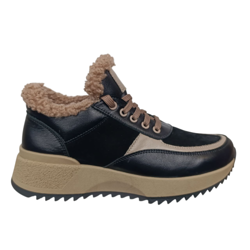 Кроссовки женские кожаные KATRIN 125 01/14 черный/латый мех