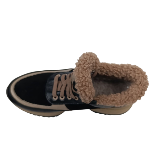 Кроссовки женские кожаные KATRIN 125 01/14 черный/латый мех