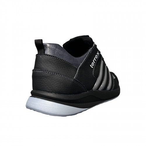 Кроссовки Мужские кожаные ACLI CLAS 143/3 черный/серый