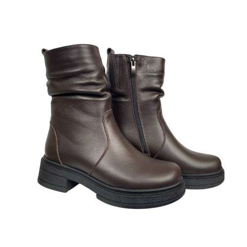 Ботинки женские кожаные KATRIN 61 25 шоколад мех