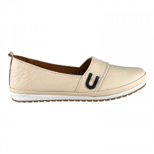 Балетки Женские кожаные KEMER 858 бежевый