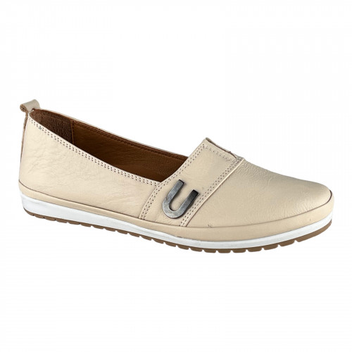 Балетки Женские кожаные KEMER 858 бежевый