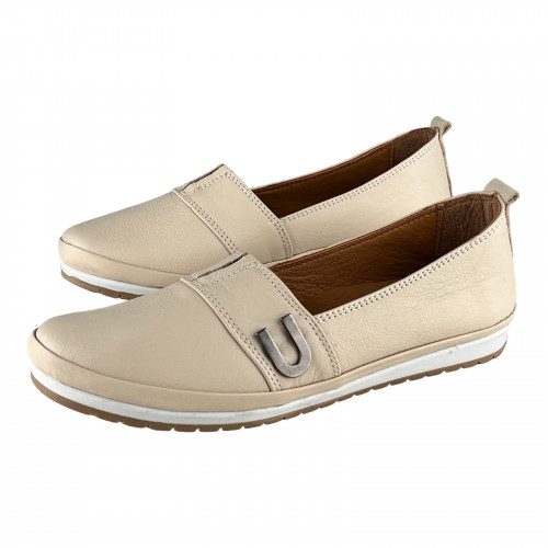 Балетки Женские кожаные KEMER 858 бежевый