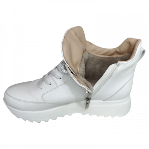 Кросівки жіночі шкіряні MASIS V0168 01 білий хутро