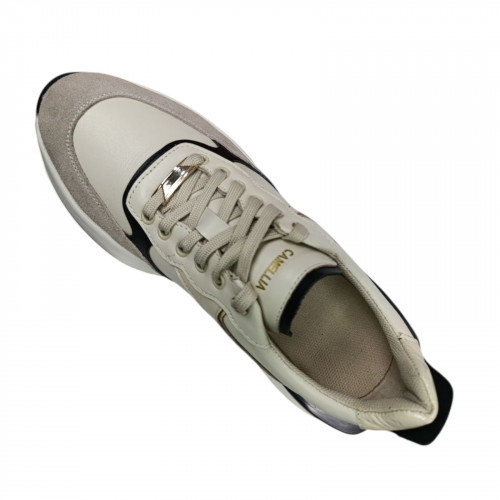 Кросівки жіночі шкіряні CAMELLIA 32/75 молочні чорні бежеві