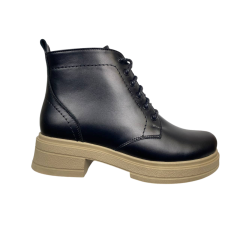 Ботинки женские кожаные KATRIN 137 черные бежевый мех