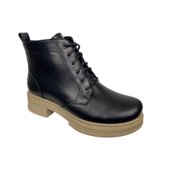 Ботинки женские кожаные KATRIN 137 черные бежевый мех