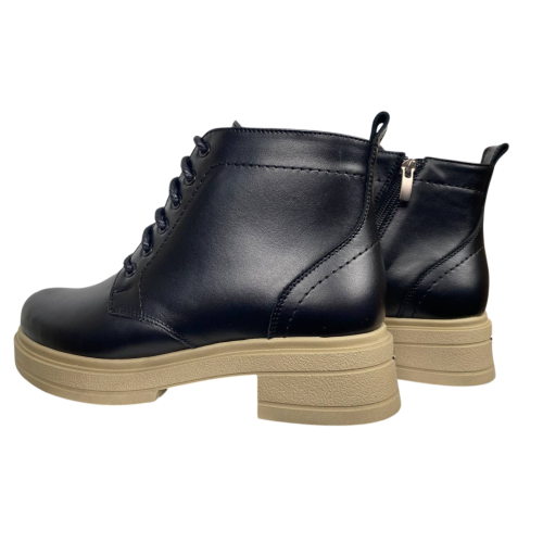 Ботинки женские кожаные KATRIN 137 черные бежевый мех