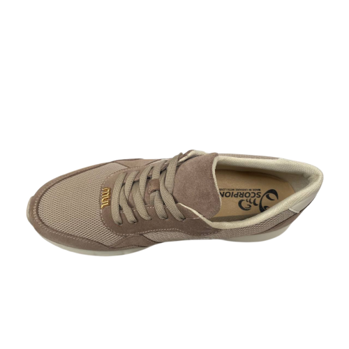 Кроссовки женские замшевые SCORPION 3604/43 бежевые текстильные 