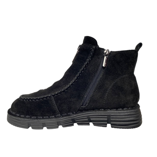 Ботинки женские замшевые ALLSY 203591(76563-136) черный мех