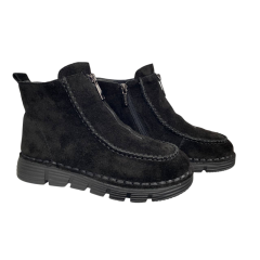 Ботинки женские замшевые ALLSY 203591(76563-136) черный мех