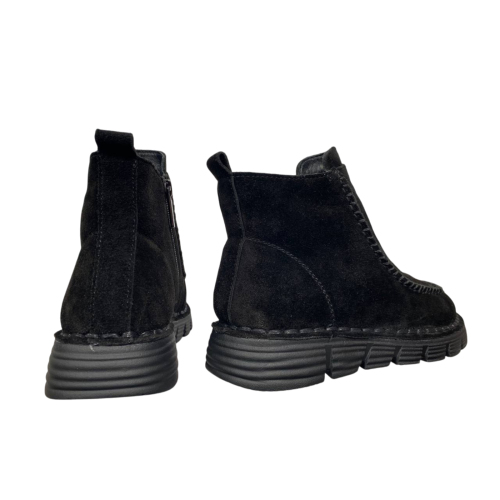 Ботинки женские замшевые ALLSY 203591(76563-136) черный мех