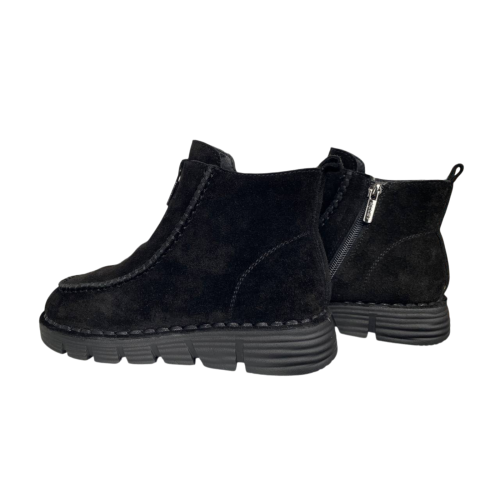 Ботинки женские замшевые ALLSY 203591(76563-136) черный мех