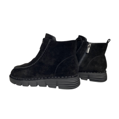 Ботинки женские замшевые ALLSY 203591(76563-136) черный мех