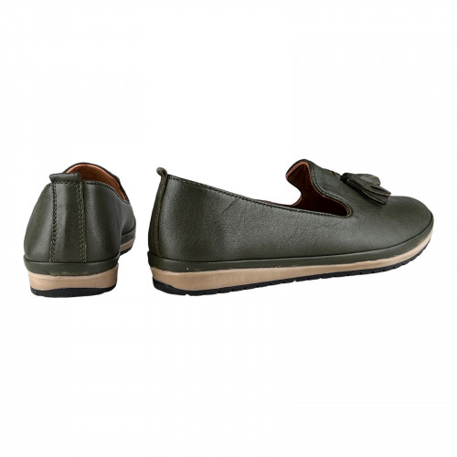 Балетки Женские кожаные KEMER 859 хаки