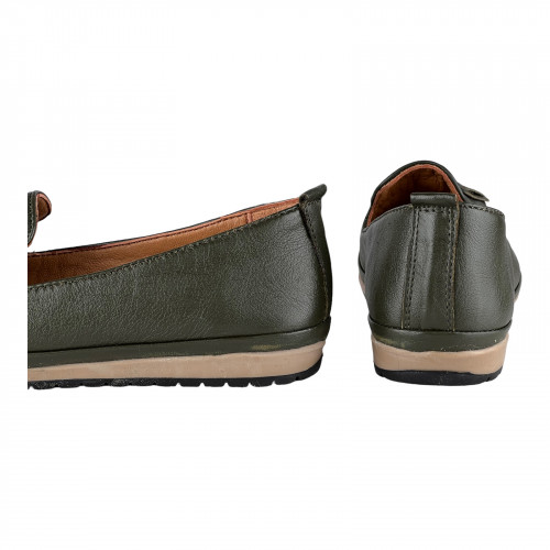 Балетки Женские кожаные KEMER 859 хаки