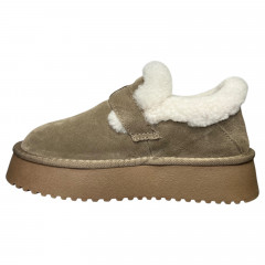 Угги туфли женские замшевые ALLSY 189714 082-115с хаки мех 