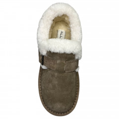 Угги туфли женские замшевые ALLSY 189714 082-115с хаки мех 