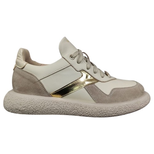 Кроссовки женские кожаные GORNELIA 249 молочные золотые