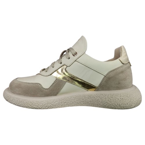 Кроссовки женские кожаные GORNELIA 249 молочные золотые