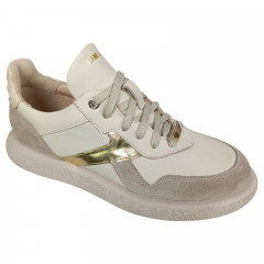 Кроссовки женские кожаные GORNELIA 249 молочные золотые