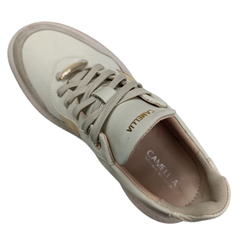 Кроссовки женские кожаные GORNELIA 249 молочные золотые