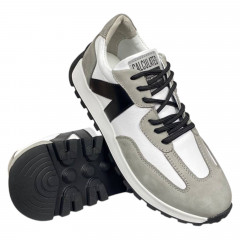 Кроссовки женские кожаные LUSI 16/1 05 белые серые