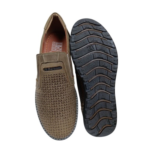 Туфлі чоловічі шкіряні перфорація BARZONI 11 оливка