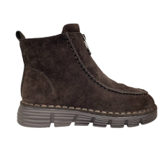 Ботинки женские замшевые ALLSY 203590(76563-1342)коричневый мех