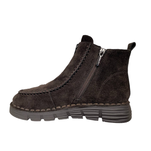 Ботинки женские замшевые ALLSY 203590(76563-1342)коричневый мех