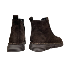 Ботинки женские замшевые ALLSY 203590(76563-1342)коричневый мех